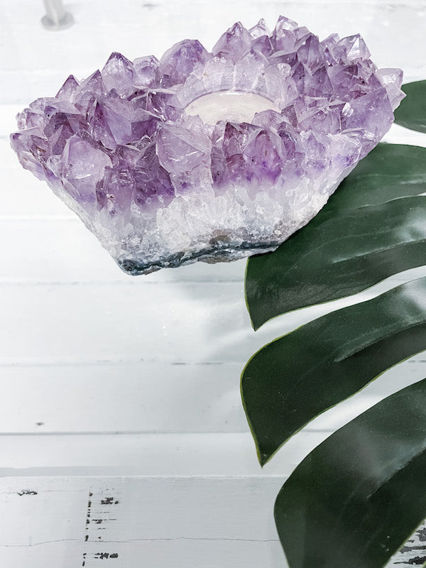 Amethyst tea shop light holder